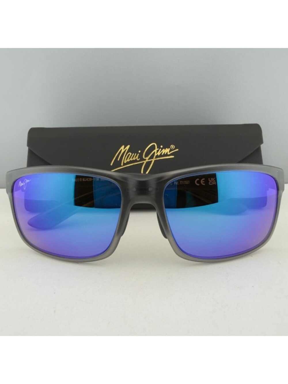 Maui Jim Pokowai Arch MJ439S Sunglasses Gray Matte Blue Hawaii Lens 58 17 139